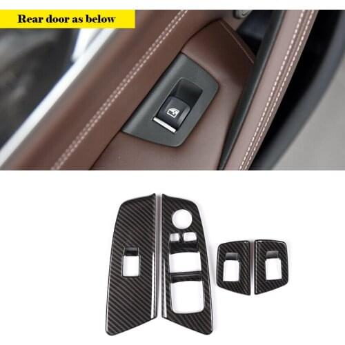 For BMW 5 Series G30 2018 Car-Styling ABS Plastic Carbon Fiber Window Lift Button Frame Cover Trim for Left hand driver