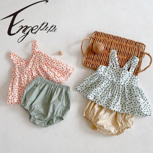 Engepapa Baby Girls Outfits Clothes Set Newborn Baby Flower Suits Clothes Tee And Bloomer Infant Baby Girls Clothing