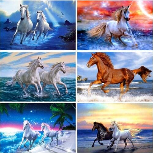 HUACAN 5D DIY Diamond Painting Horse Animal Home Decoration Full Square Drill Embroidery Handcraft Art Kits