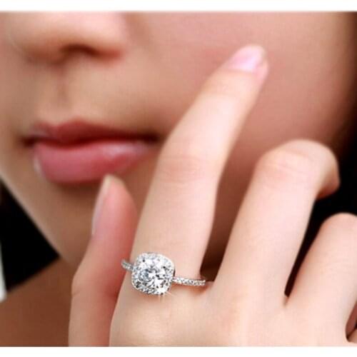 Brand New Fashion Silver Rings Zirconia Rhinestone Women Jewelry Ring Crystal Trendy Promise Engagement Rings Size 7 8