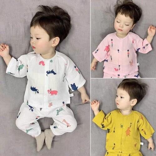 Infant set summer cotton gauze baby home clothing newborn jumpsuit kids clothing baby outfit boy