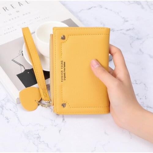 Ladies Short Wallet with Zipper Buckle Simple Pure Color Coin Purse Multi Card Change Bags Small Card Pocket for Women sac femme
