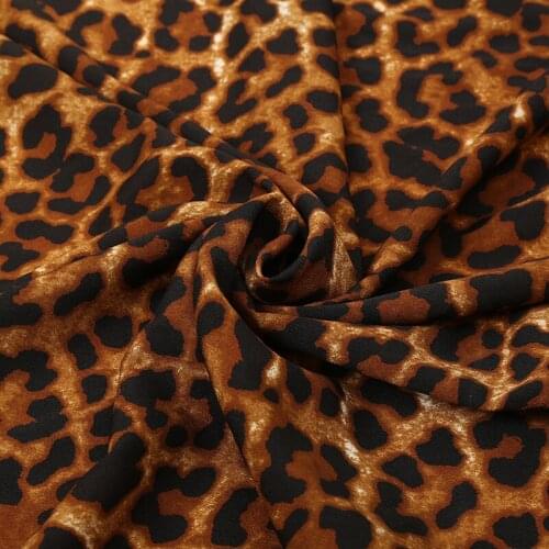 Leopard Print Chiffon Fabric Crepe De Chine Fashion Stretchy Shirt Polyester Dress Trousers Fabric