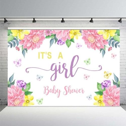 Mehofoto Pink Purple Flowers Photography Backdrop Custom Text Fairy Butterfly Girls Birthday Party Backgrounds Photo Both Vinyl