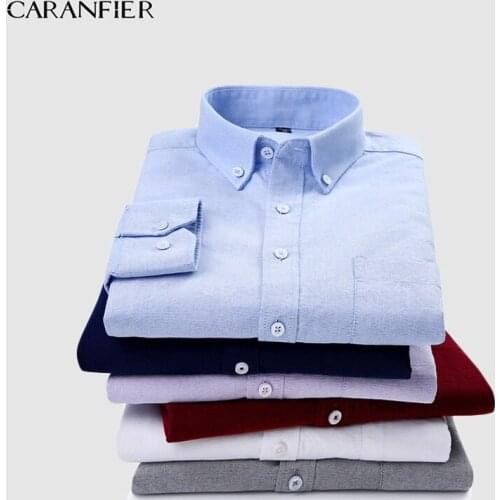 CARANFIER Men Casual Long Sleeve Stripe Shirt Plus Size Cotton Men Shirt Male Business Collar Autumn Male Casual Soft Shirts