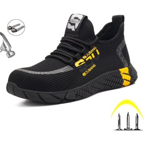 Men Lightweight Fashion Safety Work Shoes Indestructible Steel Toe Cap Non-slip Anti-piercing Boot Comfort Breathable Sneakers