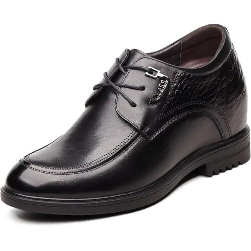 Newest Classic Mens Genuine Leather Derby Shoes Invisibly Hidden Elevator Insole Height Increasing Shoes Get Taller 9CM