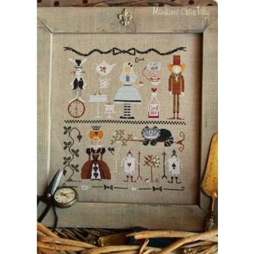 14/22/25ct Counted Cross Stitch Kit Alice in Wonderland Fairyland Fairy Tale Girl Cat