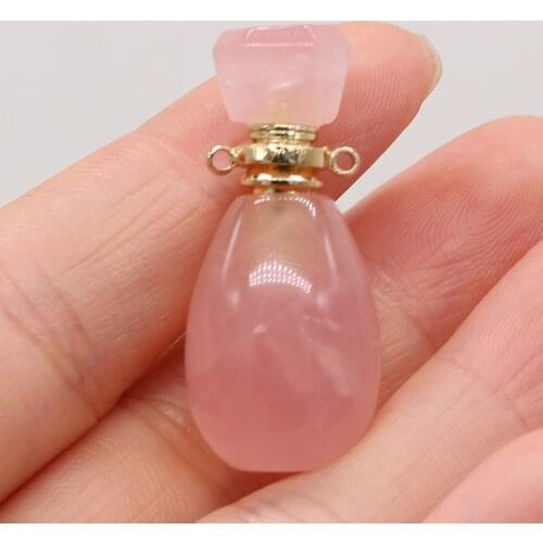 Natural Semi-precious Stones Rose Stones Perfume Bottle Pendant Semi-Precious for Jewelry Making Necklace Accessories
