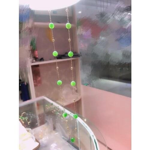 Natural, Hetian jade, jasper, pendant, gypsophila necklace,collares mujer,14K gold necklace, female model,joyeria