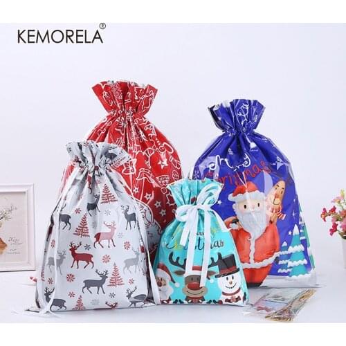 Christmas Gift Packaging Bag Holiday Snack Gift Storage Bag Santa Claus Gift Candy Food Packaging Gift Drawstring Plastic Bag