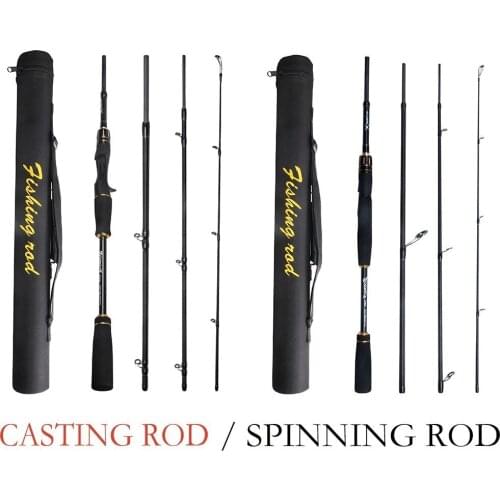 Hyaena 2.1M 2.4M Lure Fishing Rod M Power 4 Sections Carbon Fiber Spinning Casting Travel Rod 10-30g Fishing Gear