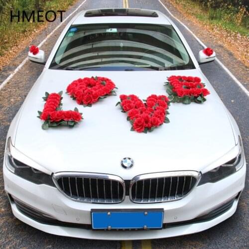 Homemade Wedding Car Decoration "LOVE" Letters Artificial Flower Silk Rose Flower Wall Valentiness Day Gifts Party Accessories
