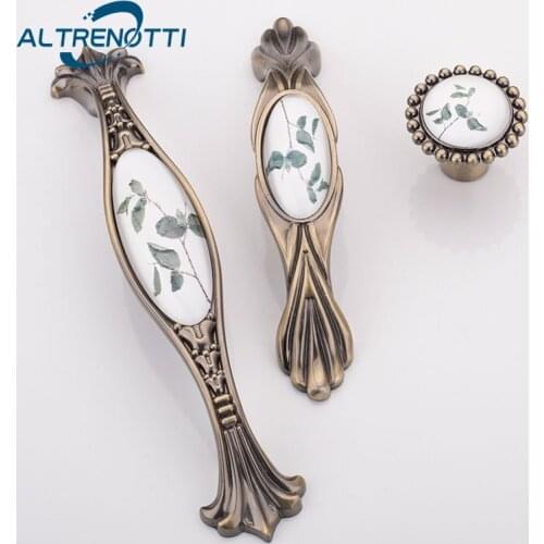 Rural Furniture Cabinet Handle Crystal Glass Zinc Alloy Vintage Wardrobe Drawer Door Pull Kitchen Cupboard Closet Knob Hardware