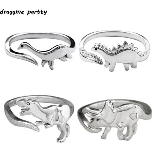Cute Dinosaur Shape Opening Ring Jewelry Female Fashion Finger-opening Ring Girls Lady Charm Gift