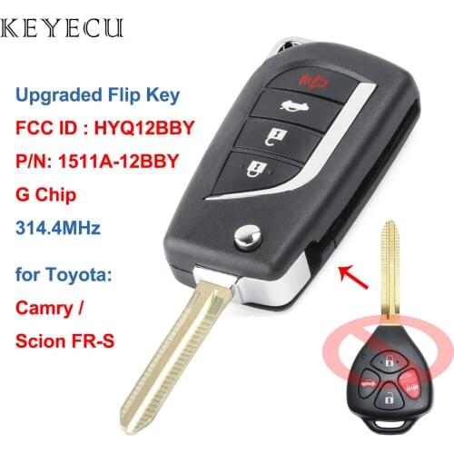 Keyecu Modified Flip Folding Remote Control Car Key Fob 314.4MHz G Chip for Toyota Camry Scion FR-S FCC ID: HYQ12BBY
