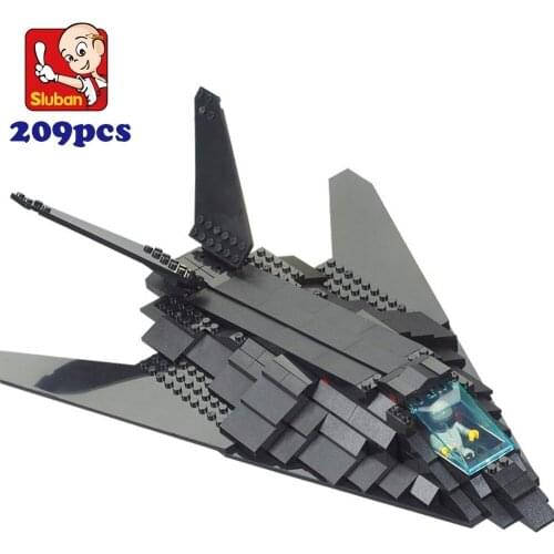 Sluban 0108 Building Block Sets military F-117 stealth bomber 3D Construction Brick Educational Hobbies Toys for Kids