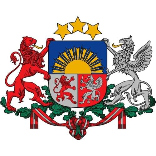 Lovely Colorful Coat of Arms of Latvia KKs Reflective Car Sticker Waterproof Laser Fashion Pvc17.5cm X 14cm