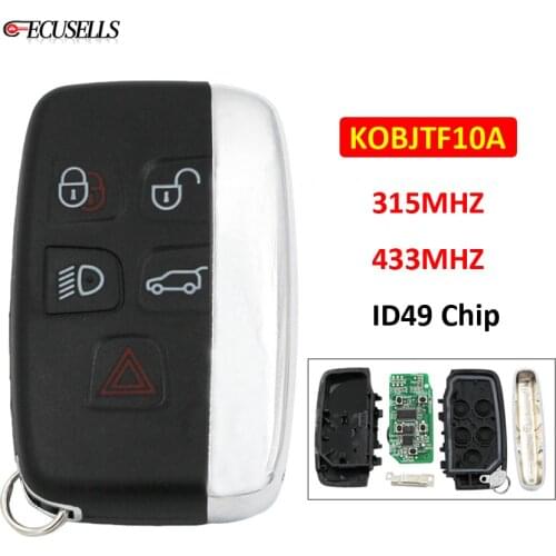 5 Button Remote Smart Car Key 315Mhz / 433Mhz ID49 Chip FCC ID: KOBJTF10A for Land Rover Range Rover Sport Evogue LR4