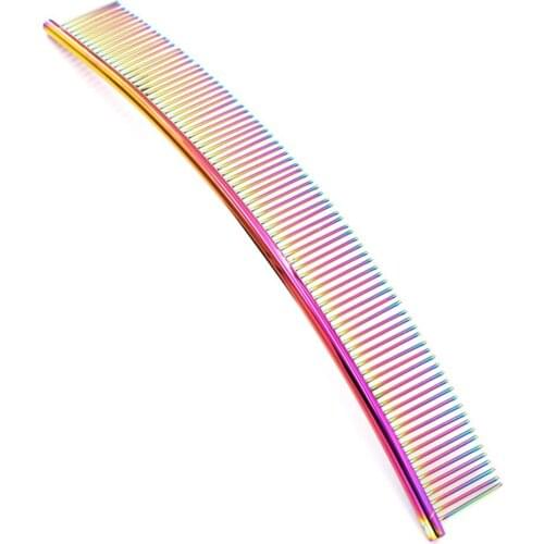 Moon Shaped Pet Grooming Comb Stainless Steel Beauty Removes Fleas Curved Row Dog Opening Durable Comb