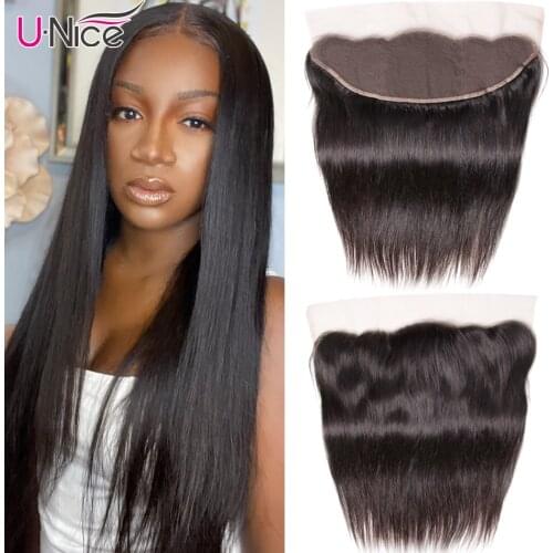 Unice Hair 4x4 Silk Base Closure 13*4 Lace Frontal Brazilian Virgin hair 100% Straight Human Hair Double Lace