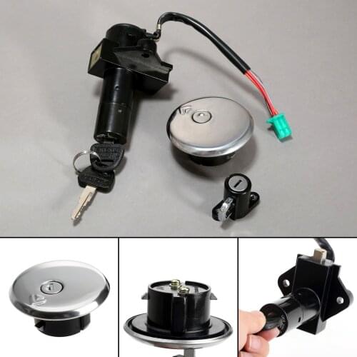 Motorcycle Lockset Aluminum Ignition Switch Lock Fuel Gas Cap Cover Seat Lock Keys for Suzuki GN250 1985-2001 GS750 1980