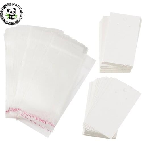 Pandahall 1 Set Earring Display Sets with Paper Display Cards and OPP Cellophane Bags for Beading Supplies 90x50x0.1mm