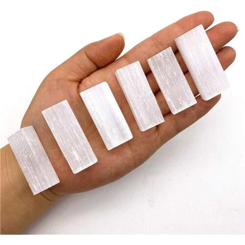 Beautiful 1PC Natural White Selenite Gypsum Slice Rectangle Shape Quartz Rough Mineral Reiki Specimen Natural Quartz Crystals