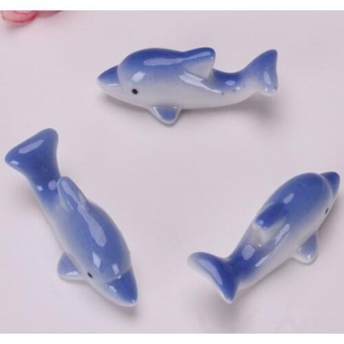 100pcs ceramic Blue dolphins Chopstick Holder Set Support Fork Coffee Spoon Creative Dinnerware Stand Kithchen Tools