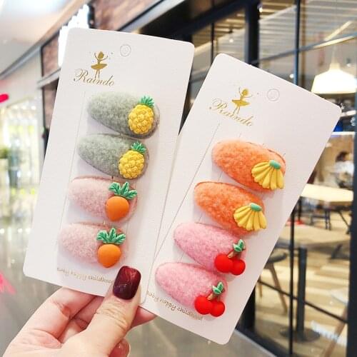 2020 New Girls Cute Cartoon Fresh Fruit Hair Clips Barrettes Children Baby Acrylic Ornament Hairpins Kids Hair Accessories