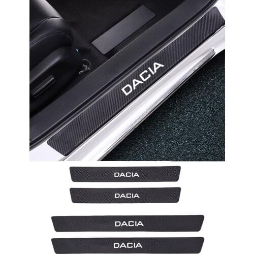 4Pcs Car Door Sill Carbon Fiber Anti-scratch Stickers For Dacia Duster Logan Sandero Stepway Lodgy Dokker Mcv 2 Accessories