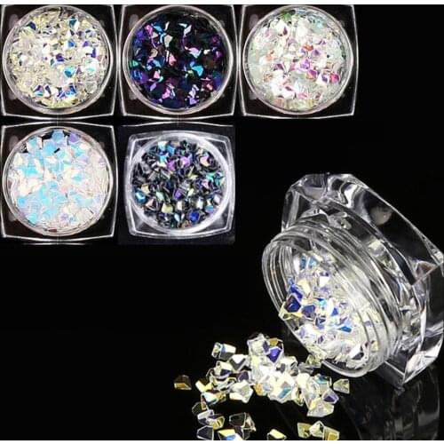5Jars/set Nail Glitter Sequins 3g Unicorn AB Color Diamond Shape 3D Nail Art Decoration Manicure Tools For UV Gel Polish Sequins