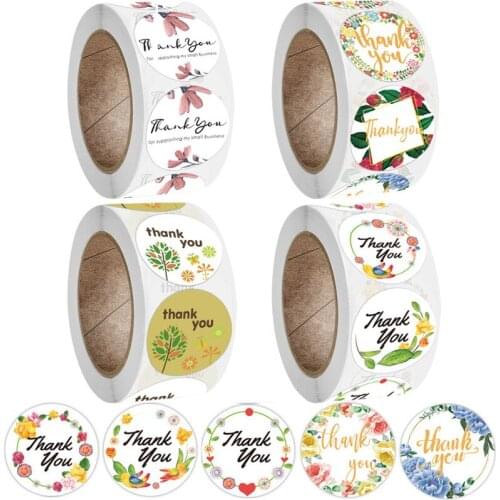 500pcs Labels Roll Flower Thank You Stickers Scrapbooking for Gift Decoration Stationery Seal Handmade