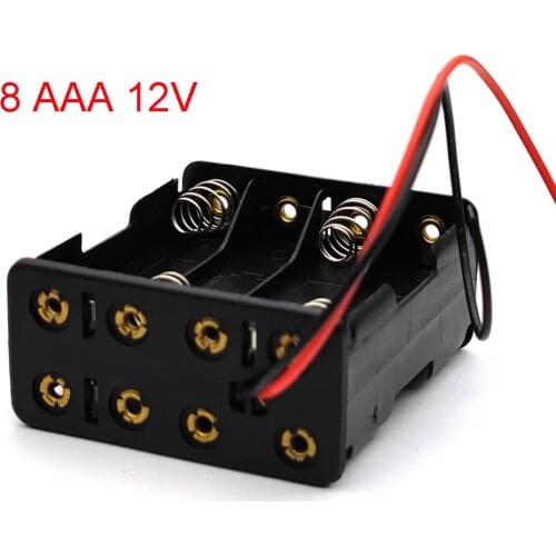 8 AAA 12V Battery Holder Case Double Side Spring Battery Holder with Wire Lead Back By Back Plastic Battery Box AAA