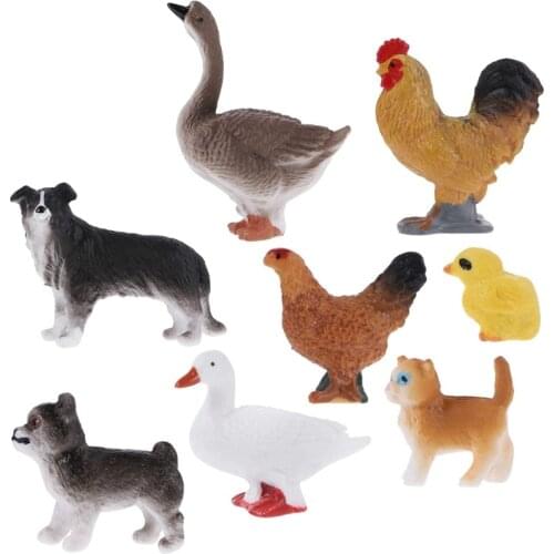 8Pcs Farm Animal Doll Toys Learning Educational Toys Poultry Model Collection Table Mini Landscape Props