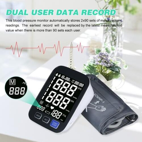 Automatic Upper-arm Blood Pressure Monitor Digital Blood Pressure Meter with Large Cuff Irregular Heart Beat Pulse Machine BP