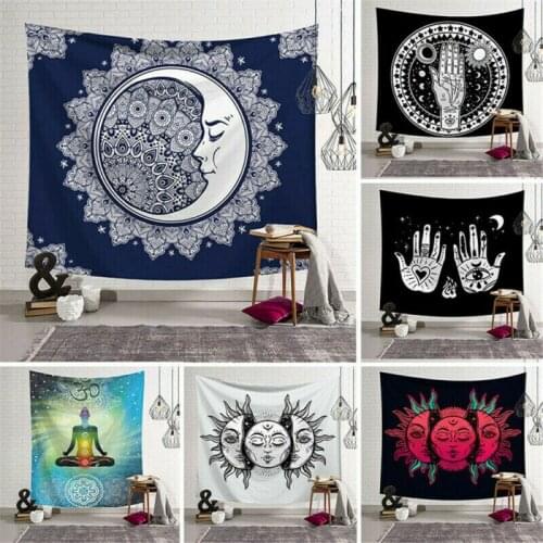 Tapestry Sun and Moon Boho Tapestry Hippie Wall Hanging Bedspread Throw Cover Psychedelic Wall Suspended Blanket Home Decor