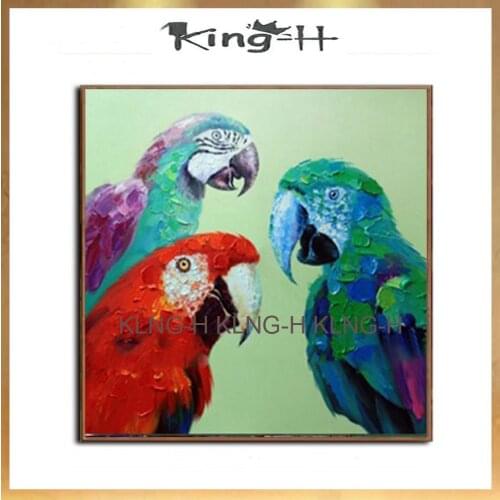 Hand-painted oil painting of animal image beautiful parrot bird painting art sofa wall framework for home decorators hall (no)