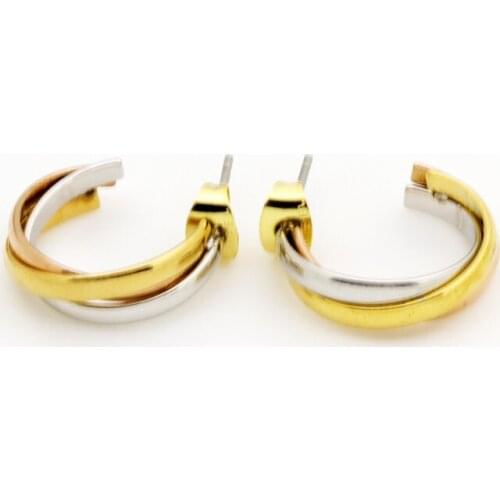 Top Quality Classical 3 Rounds Rose Yellow White Gold Gold Colour Stud Earrings Fashion Jewelry Lover Earrings Wholesale