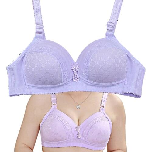 Classic Cotton Bra Women Floral Underwear Camisole Comfortable Wire Free Brassiere Push Up Bras Plus Size 38 to 44,B C Full Cup