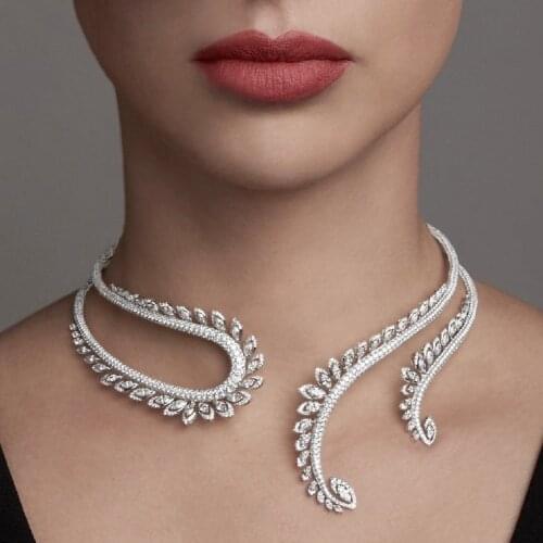 HIBRIDE Lucury Cubic Zirconia Yellow Clear Water Drop Necklace Earring Set for Women Bridal Nigeria Wedding Party Gifts N-1655