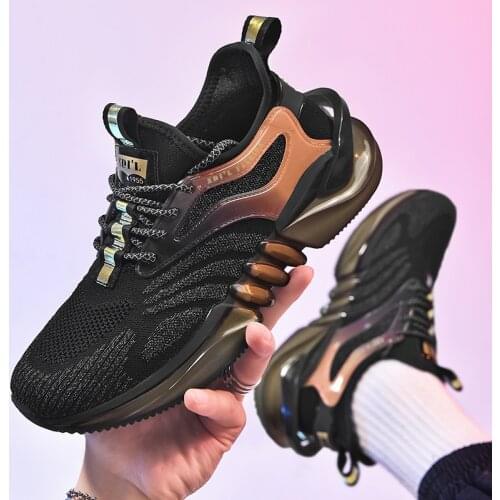 Trendy Mens Sneakers Breathable Running Shoes Men Antiskid Damping Jogging Shoes Outdoor Reflective Training Male Sports Shoes