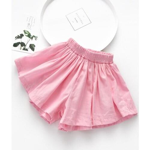Summer 2020 Girls Shorts Baby Girl Clothes All-matched Solid Toddler Shorts Kids Clothes Children Casual Wide Leg Pants 18M-7Y