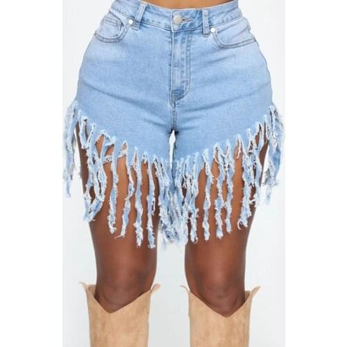 Summer Womens Fashion Tassel Denim Shorts 2020 Vintage sexy Ripped casual Hotpants Femme Slim Straight Short Jeans Streetwear