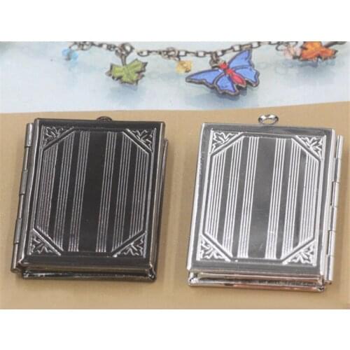 10 PCS 19*26mm 7 Colors Plated Locket Pendant Charm Metal Copper Rectangle Carved Photo Locket Pendant For Jewelry Making