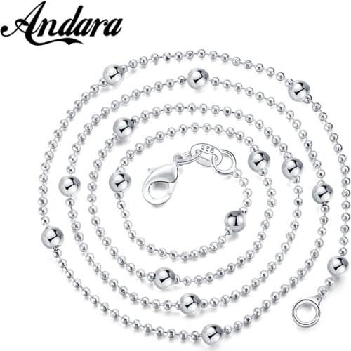 Fashion 925 Silver Necklace Beads Matching Chain Dress Clavicle Chain Sweater Chain 16''18''20‘’22''24''Inch