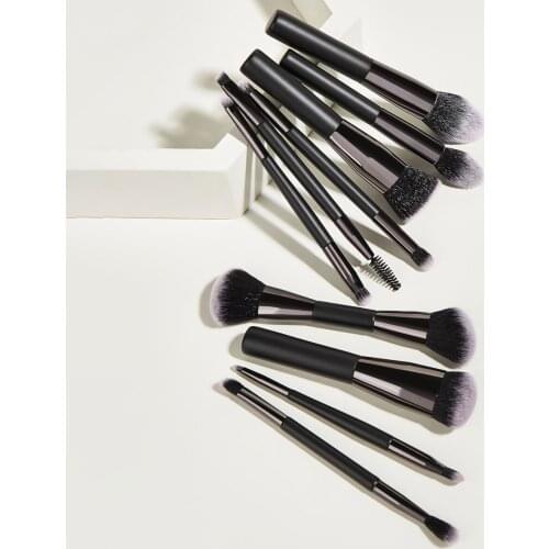10pcs black champagne makeup brushes set maquiagem professional dual head brochas belleza