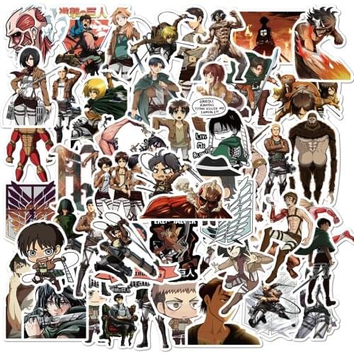 50/100PCS Attack on Titan Anime Stickers Pack Vinyl for Laptop Stationery Skateboard Guitar Decal Helmet Classic Toy Sticker