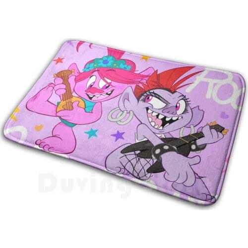 Pop - Rock Girl Group Mat Rug Carpet Anti-Slip Floor Mats Bedroom Poppy Trolls Poppy Barb Trolls Queen Barb Trolls Dreamworks