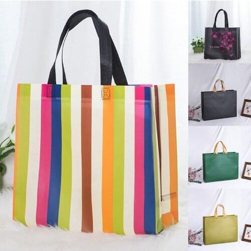 Hot Simple Design Foldable Non-woven Fabric Foldable Shopping Bag Reusable Tote Pouch Women Travel Storage Handbag Bag DIY